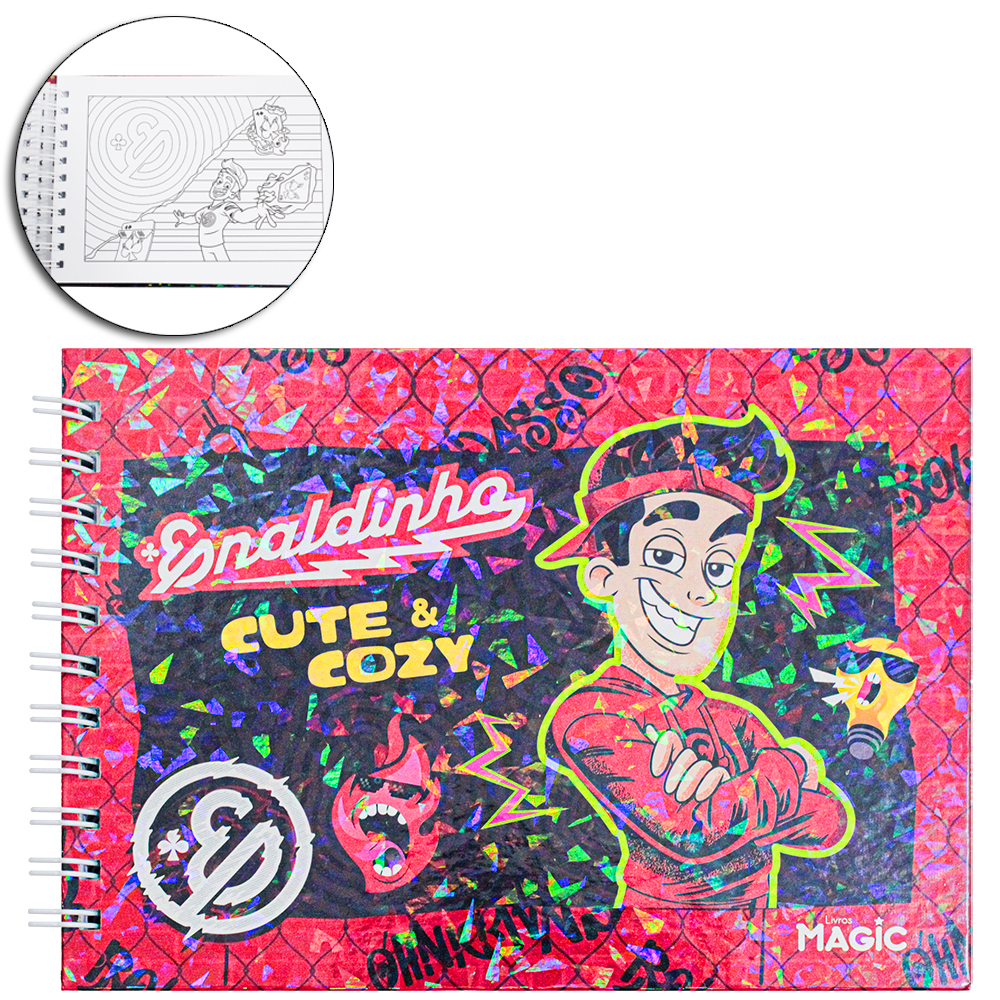 LIVRO CUTE & COZY ENALDINHO PARA COLORIR CAPA DURA ESPIRAL 48 PAGINAS 22X16CM