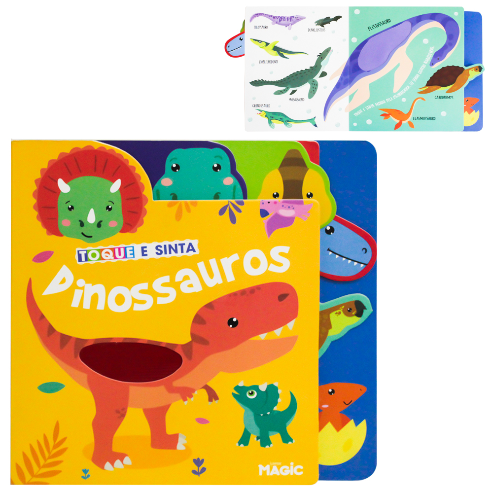 LIVRO TOQUE E SINTA DINOSSAUROS 10 PAGINAS 24X24CM