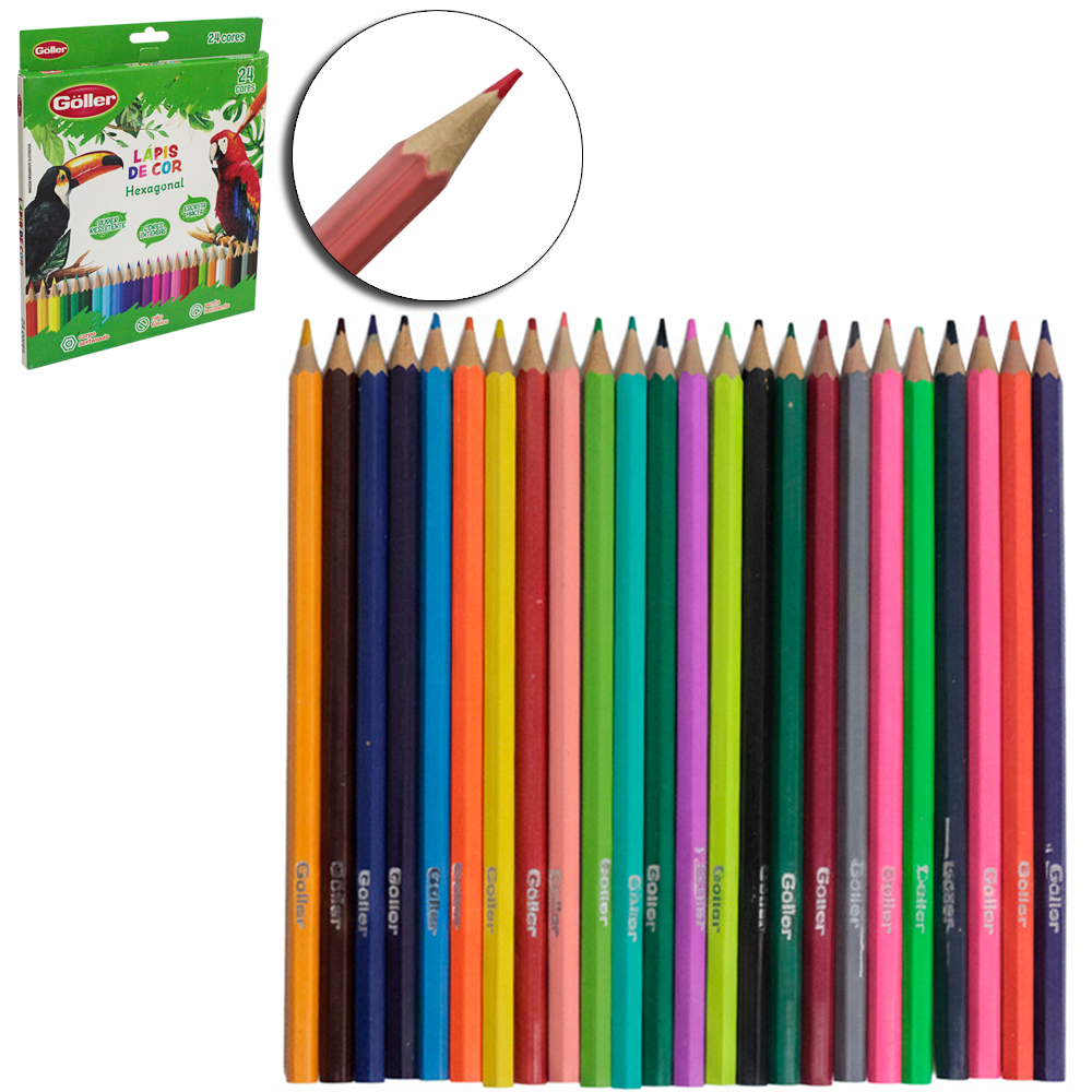 LAPIS DE COR HEXAGONAL COM 24 CORES