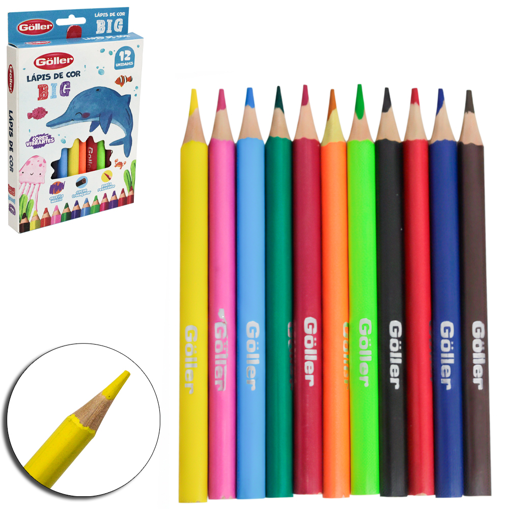 LAPIS DE COR JUMBO / BIG TRIANGULAR COM 12 CORES VIBRANTES