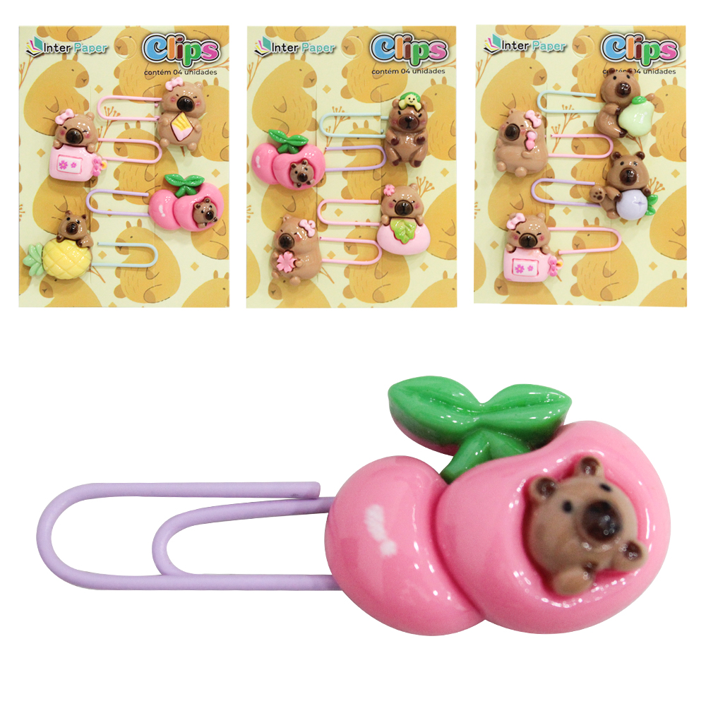 CLIPS DE METAL OVAL CAPIRAVA COLORIDOS COM 4 PECAS INTER PAPER