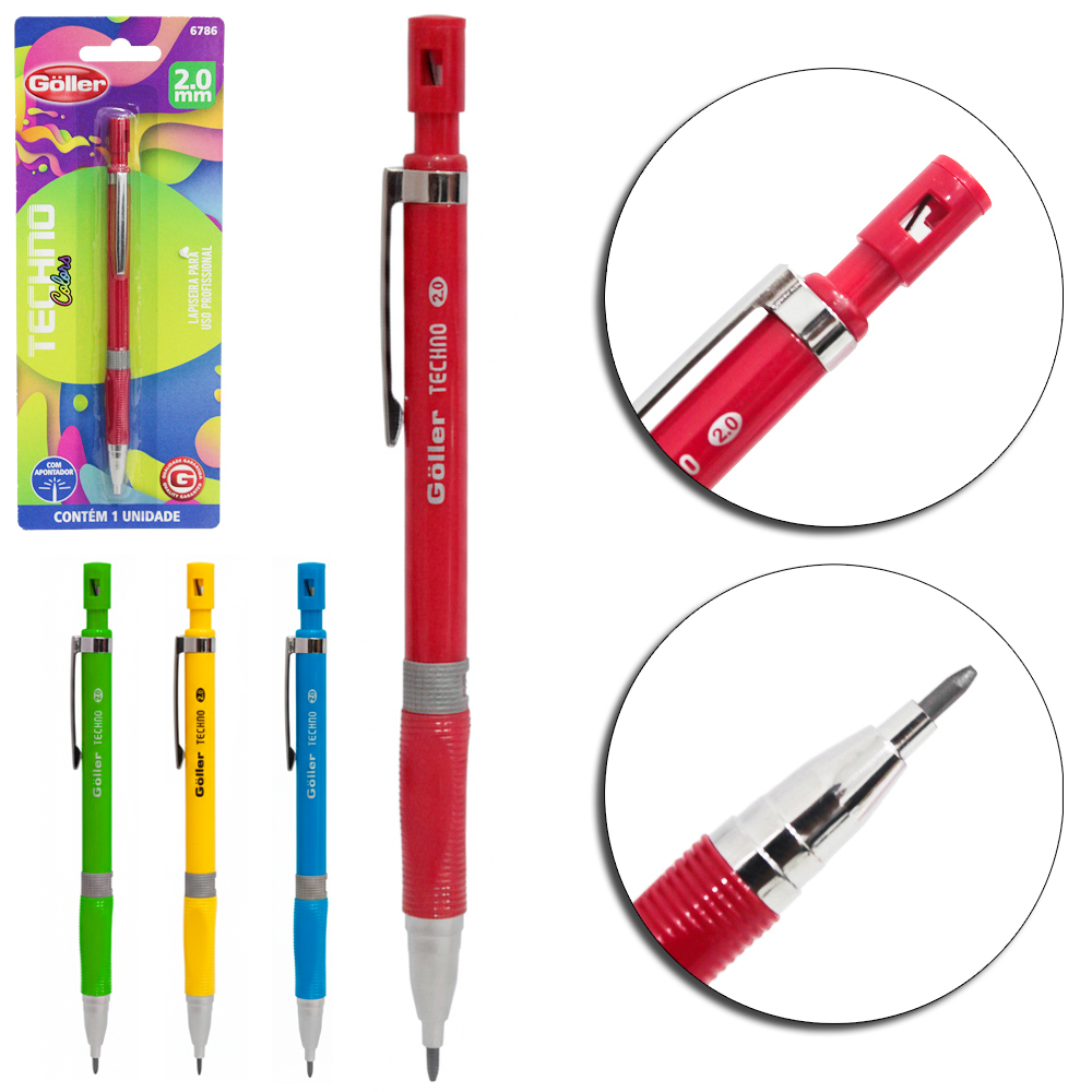 LAPISEIRA TECNICA TECHNO COLORS 2.0MM COM APONTADOR