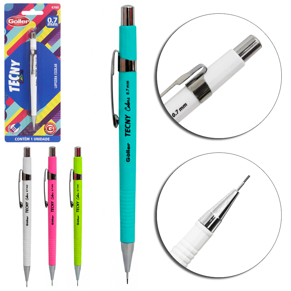 LAPISEIRA TECNICA TECNY COLORS 0.7MM COM BORRACHA 