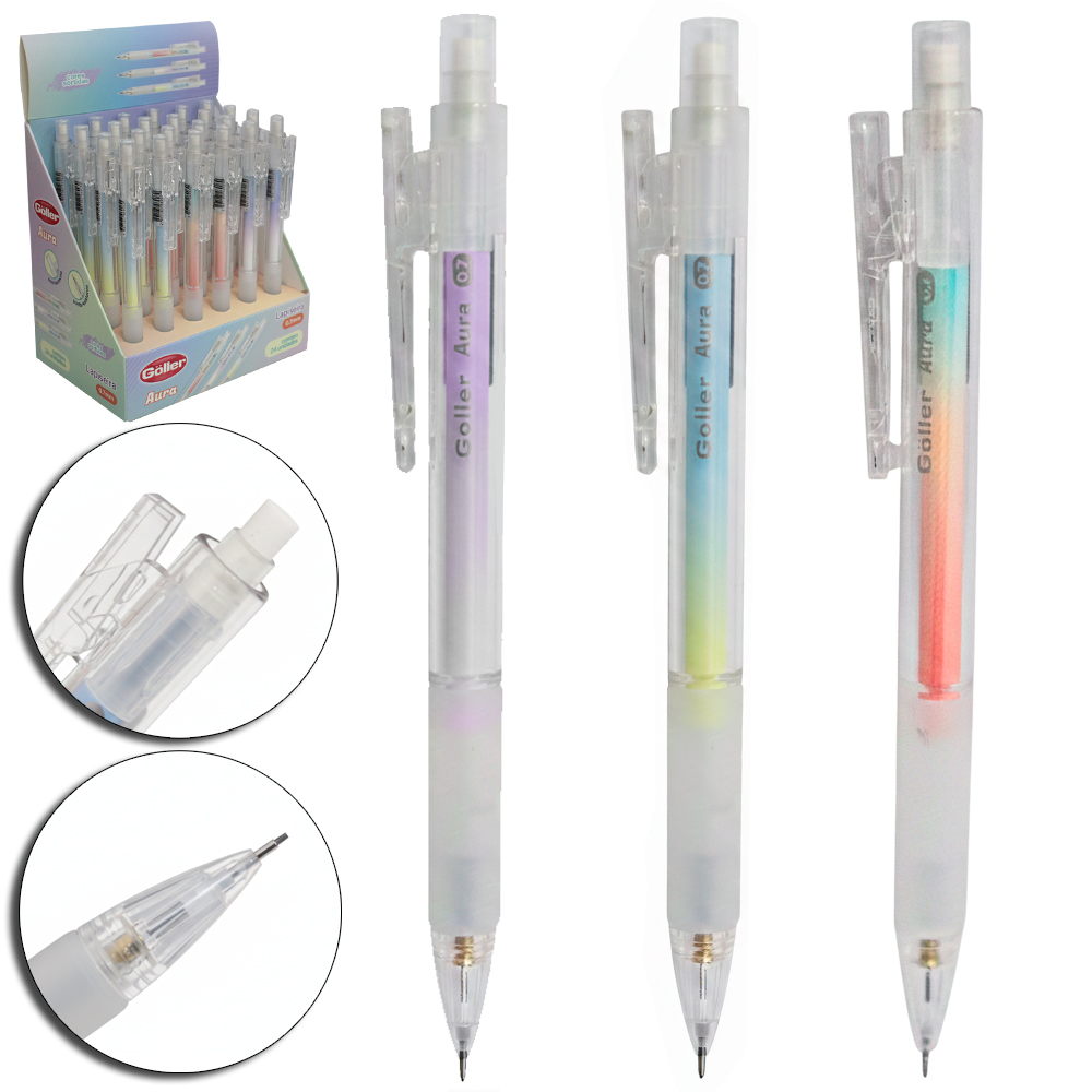 LAPISEIRA AURA COLORS 0.7MM COM BORRACHA COM 24 PECAS DP PLAY