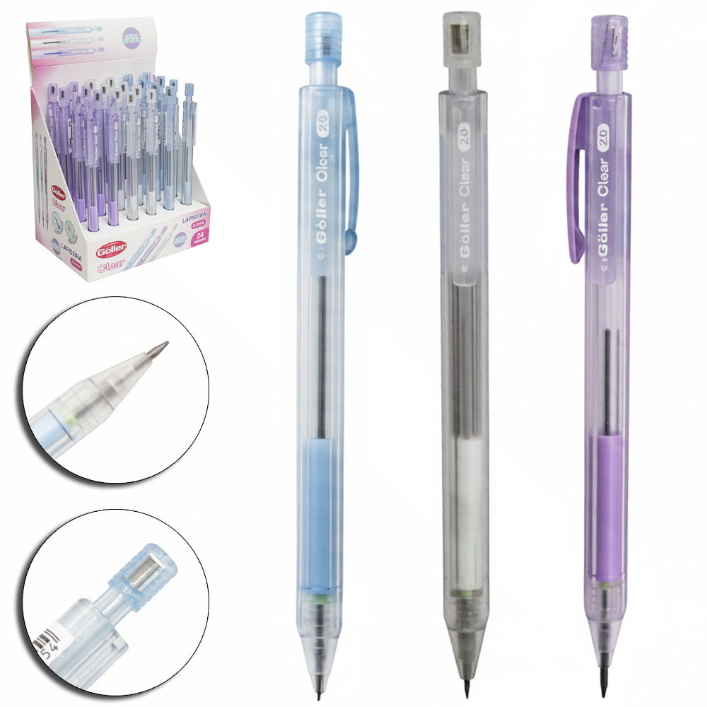 LAPISEIRA CLEAR COLORS 2.0MM COM APONTADOR COM 24 PECAS DP PLAY