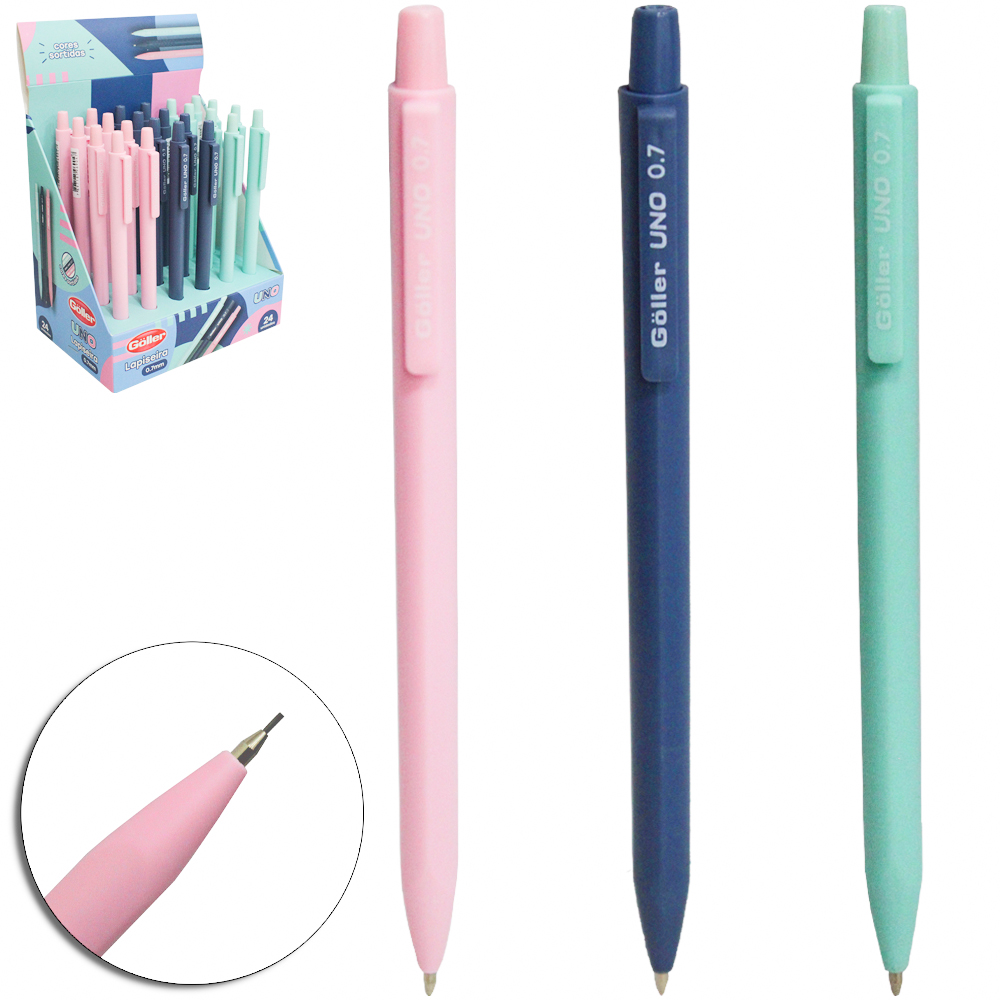 LAPISEIRA UNO COLORS 0.7MM COM BORRACHA COM 24 PECAS DP PLAY