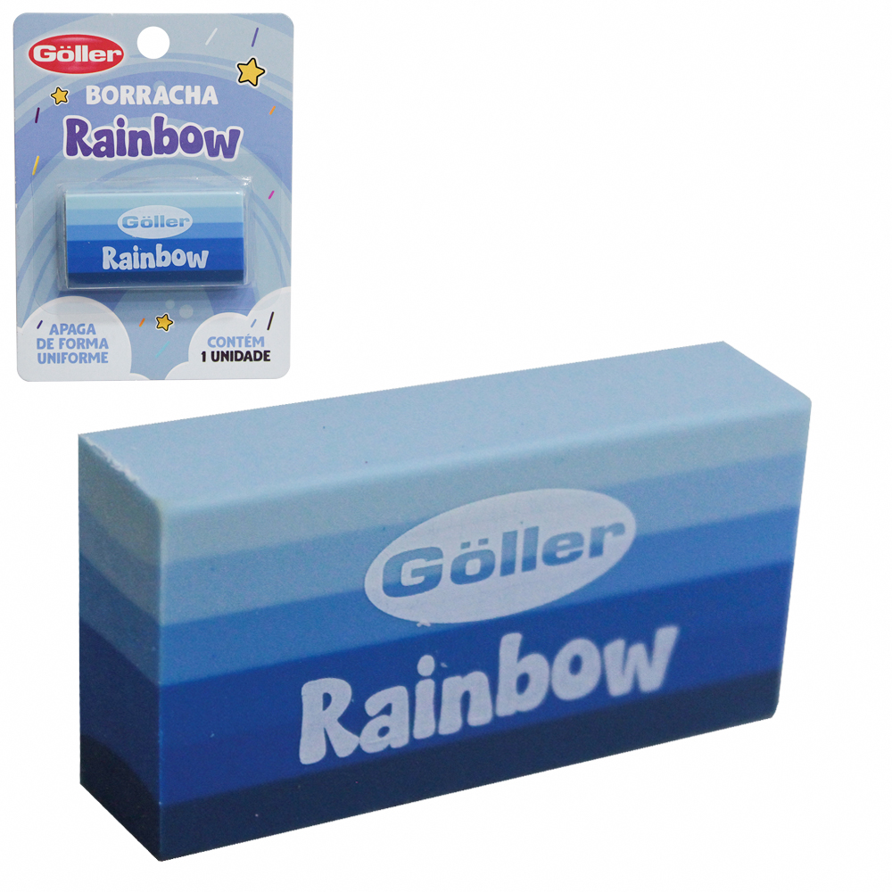 BORRACHA ESCOLAR RETANGULAR RAINBOW BLUE