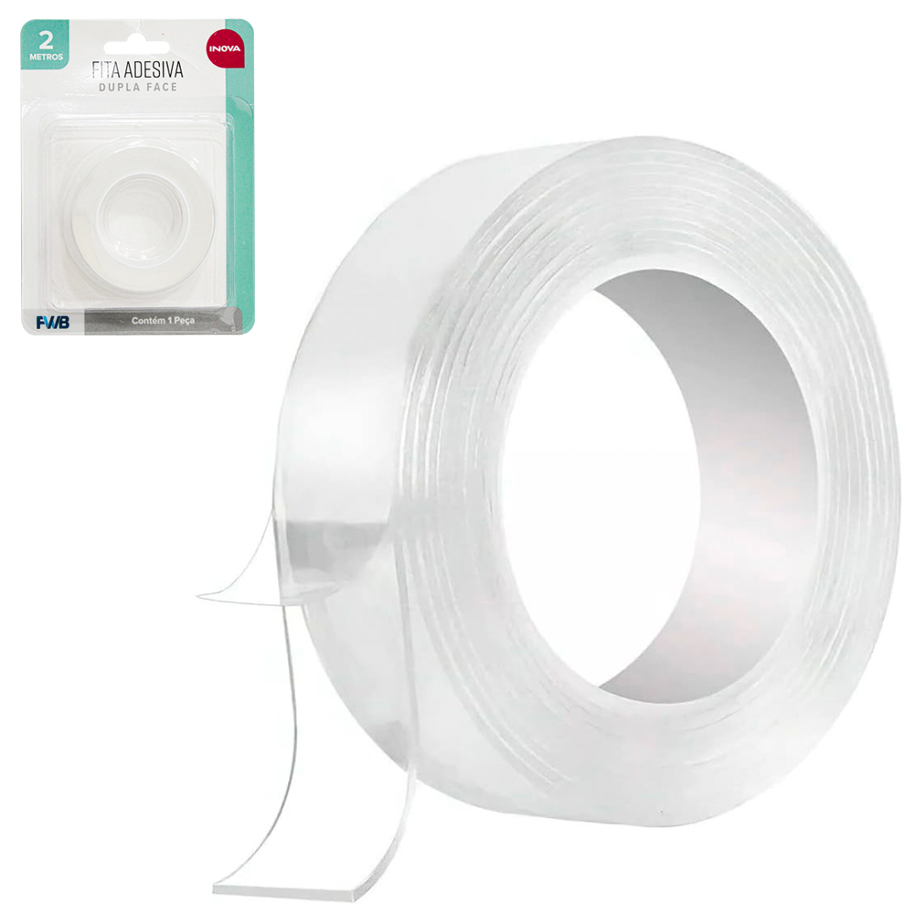 FITA ADESIVA DUPLA FACE TRANSPARENTE PERMANENTE INOVA 20MMX2M