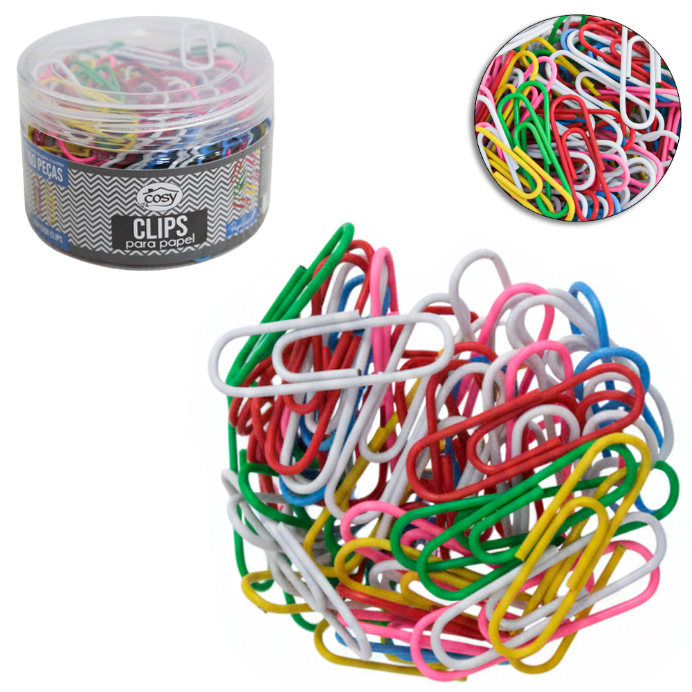 CLIPS DE METAL OVAL COLORIDO COM 160 PECAS 30MM