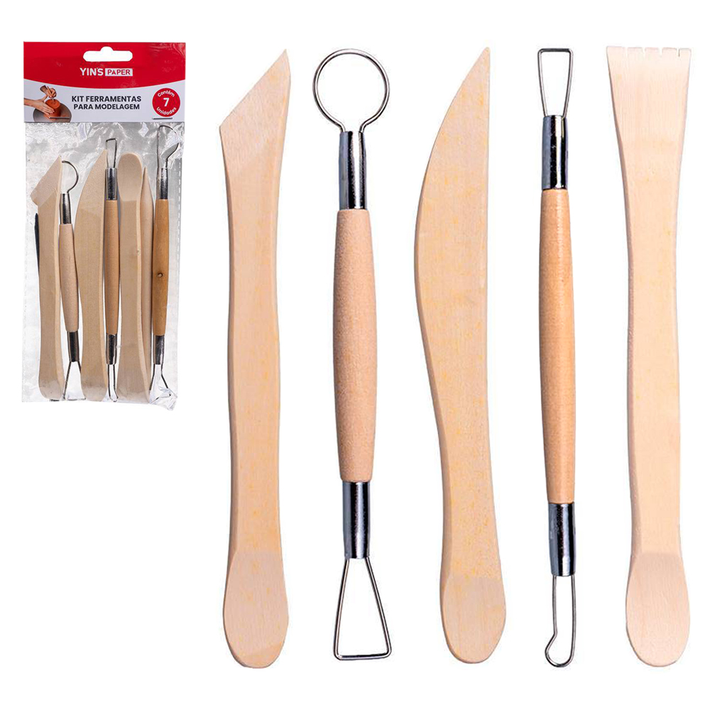 KIT FERRAMENTAS PARA MODELAGEM DE INOX / MADEIRA YINS PAPER COM 7 PECAS