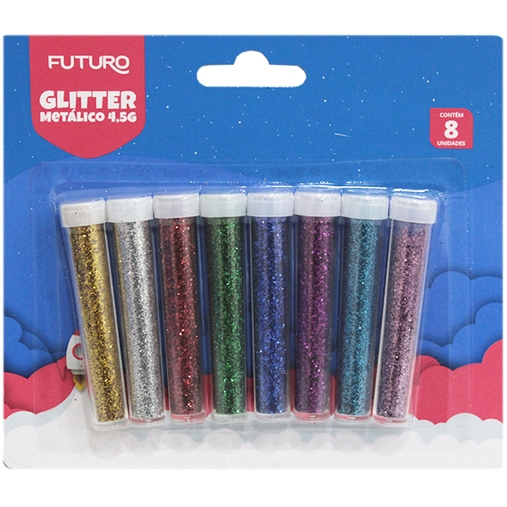 GLITTER METALICO COM 8 TUBOS 4,5G