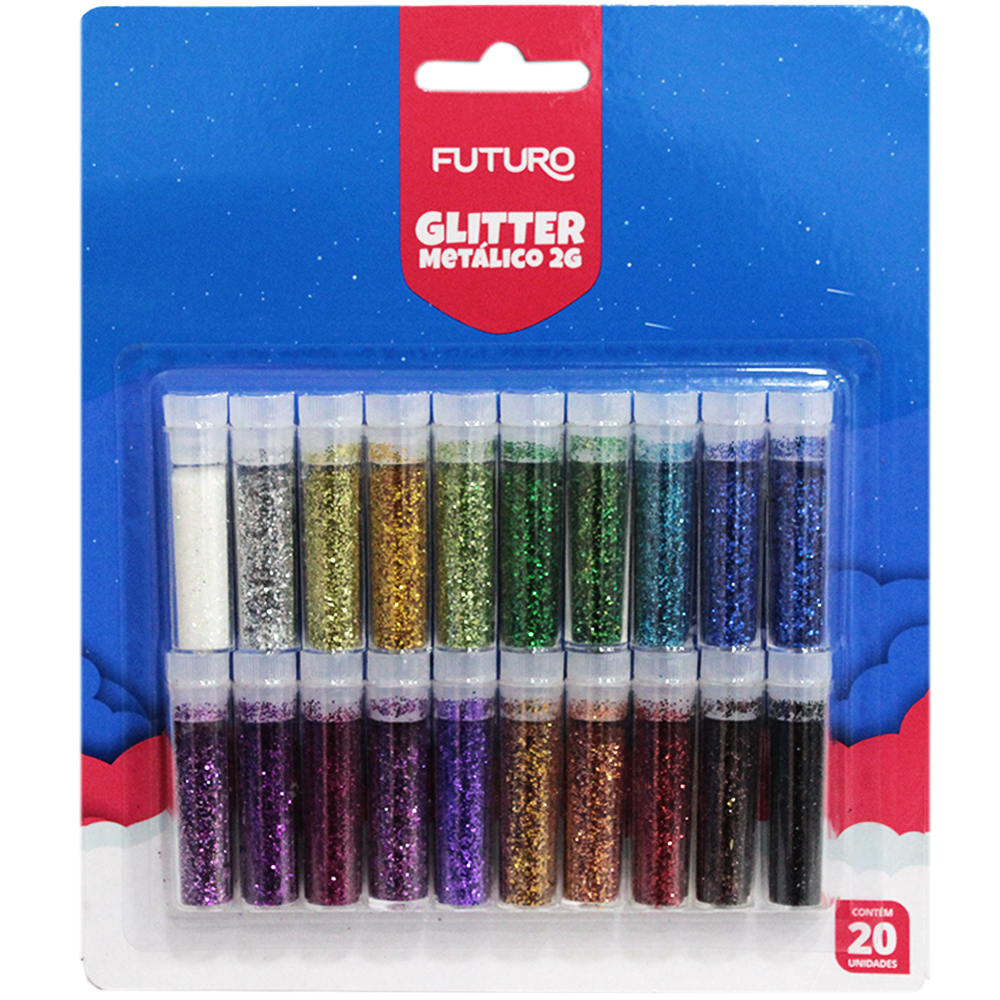 GLITTER METALICO COM 20 TUBOS 2G