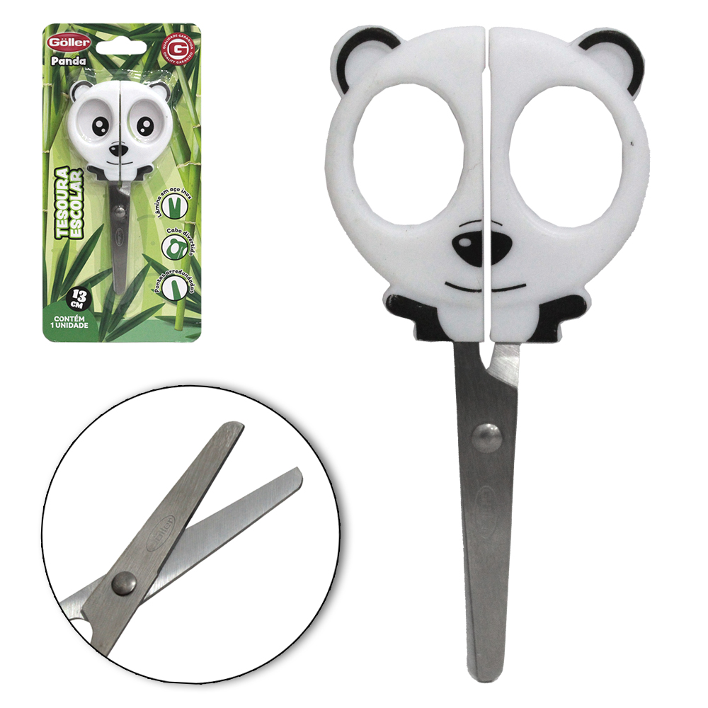 TESOURA ESCOLAR DE INOX PANDA 5'' 13CM