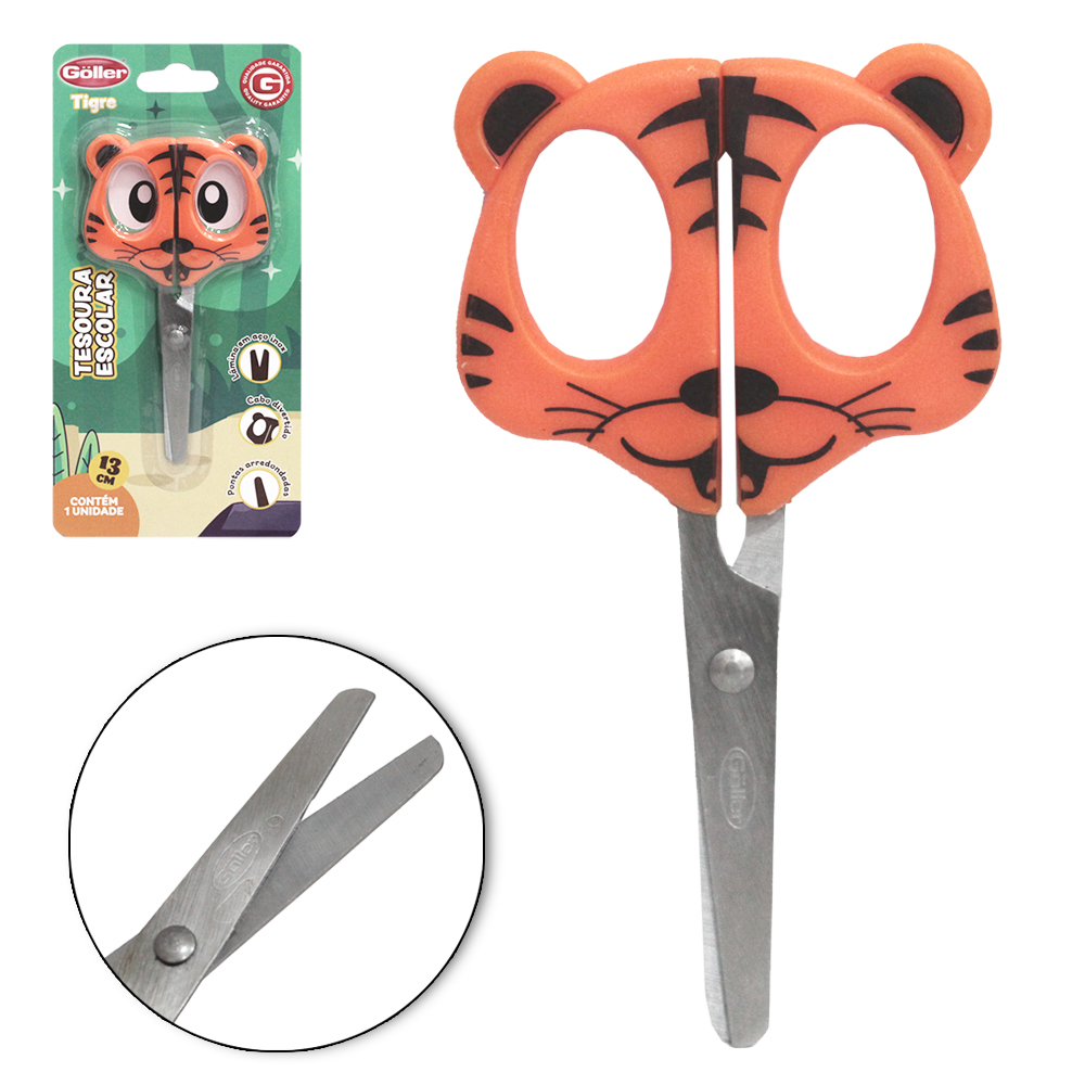 TESOURA ESCOLAR DE INOX TIGRE 5'' 13CM