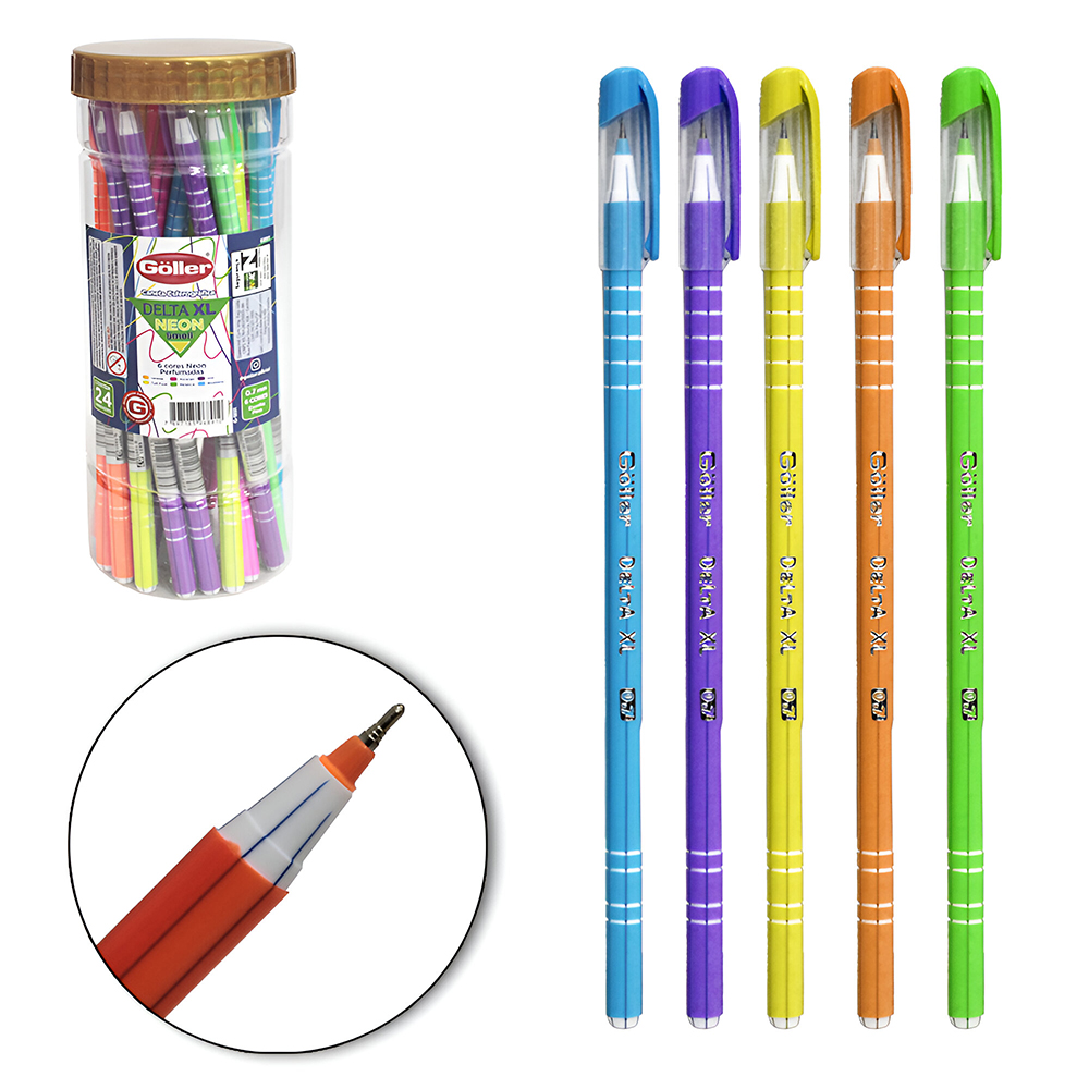 CANETA ESFEROGRAFICA DELTA XL NEON SMELL PERFUMADA 0.7MM ESCRITA FINA COM 24 PECAS