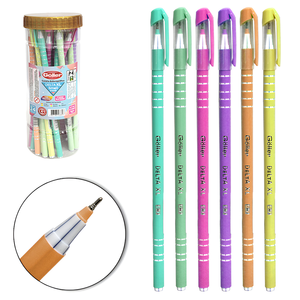 CANETA ESFEROGRAFICA DELTA XL SMELL TRENDS PERFUMADA 0.7MM ESCRITA FINA COM 24 PECAS