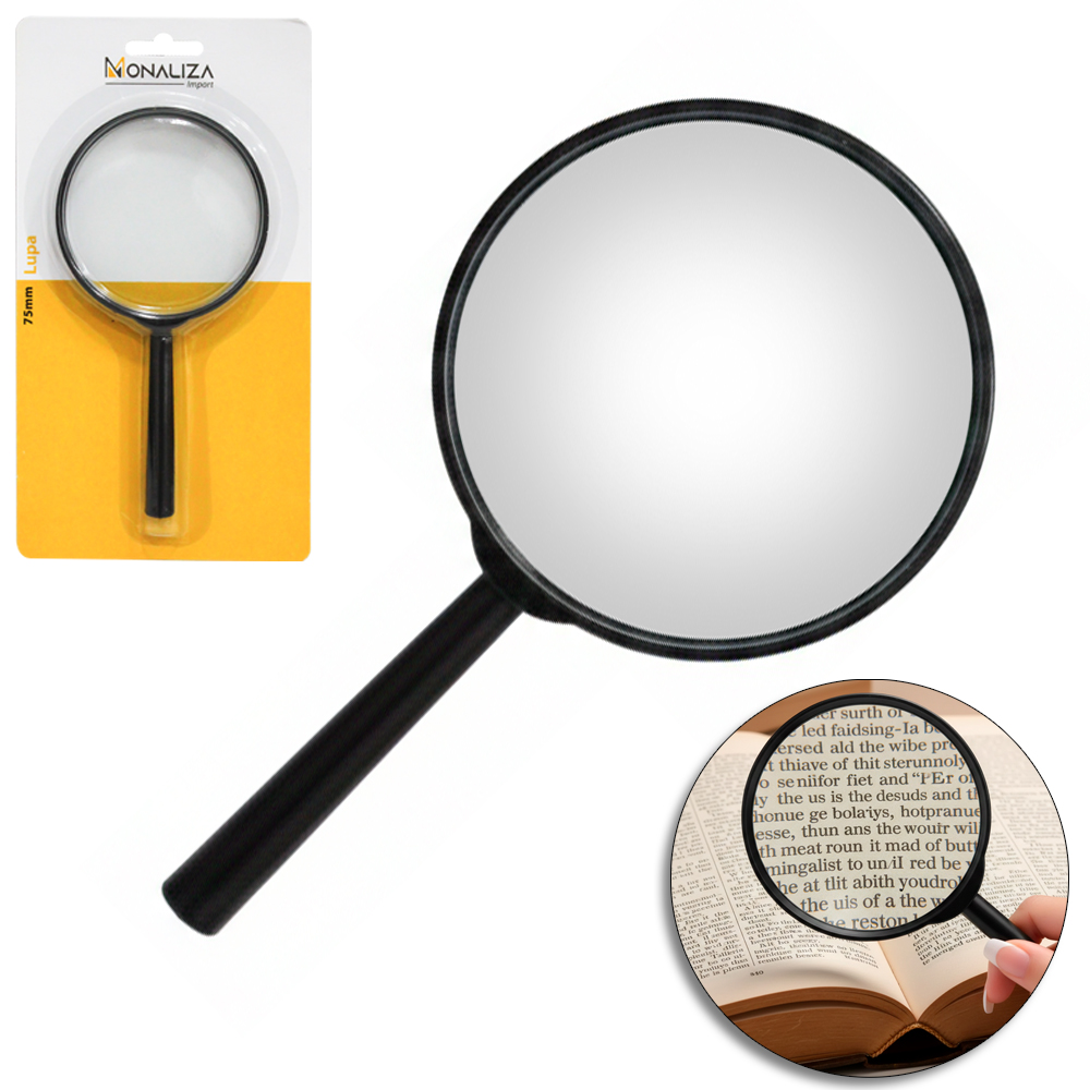 LUPA COM LENTE DE VIDRO 75MM