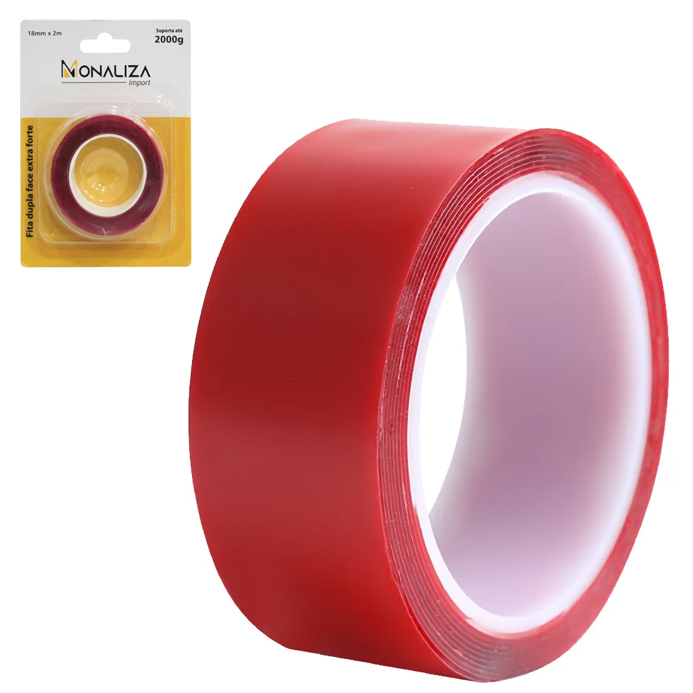 FITA ADESIVA DUPLA FACE TRANSPARENTE PERMANENTE 18MMX2M