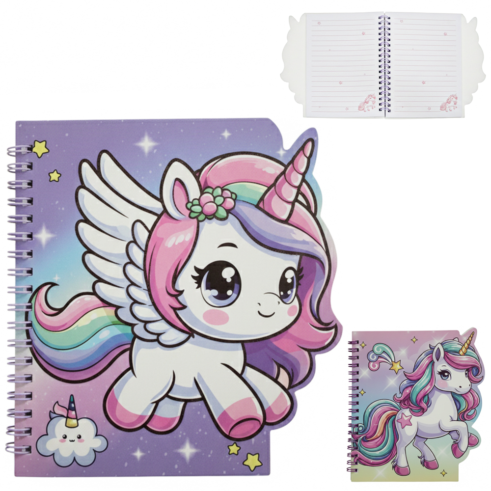 CADERNO CADERNETA / BLOCO DE ANOTACAO ESPIRAL UNICORNIO PAPER 58 FOLHAS 17X12CM