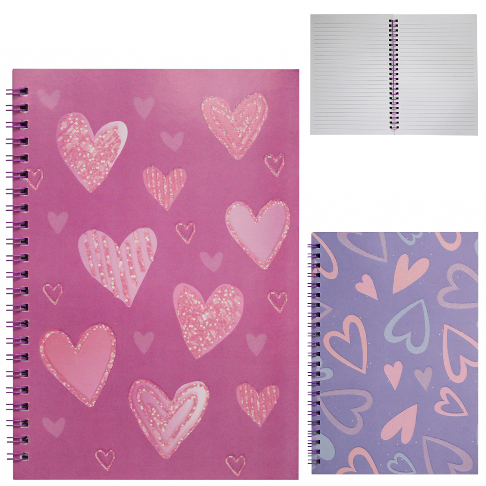 CADERNO CADERNETA / BLOCO DE ANOTACAO ESPIRAL CORACAO 58 FOLHAS 21X14,5CM