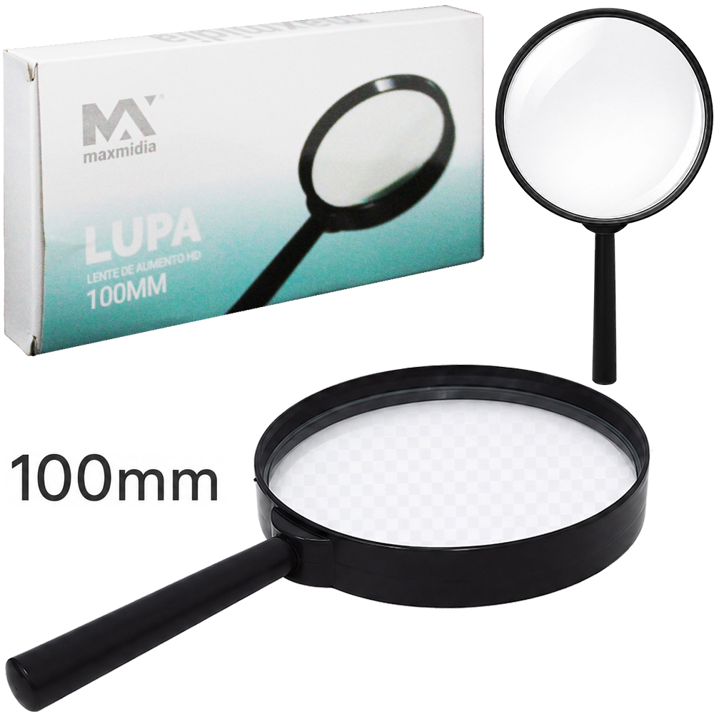 LUPA COM LENTE DE VIDRO 100MM MAXMIDIA