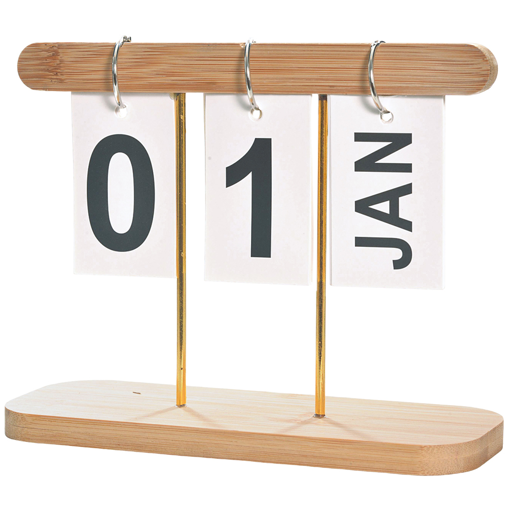 CALENDARIO DE MESA DE BAMBU RETANGULAR 20X16X8CM