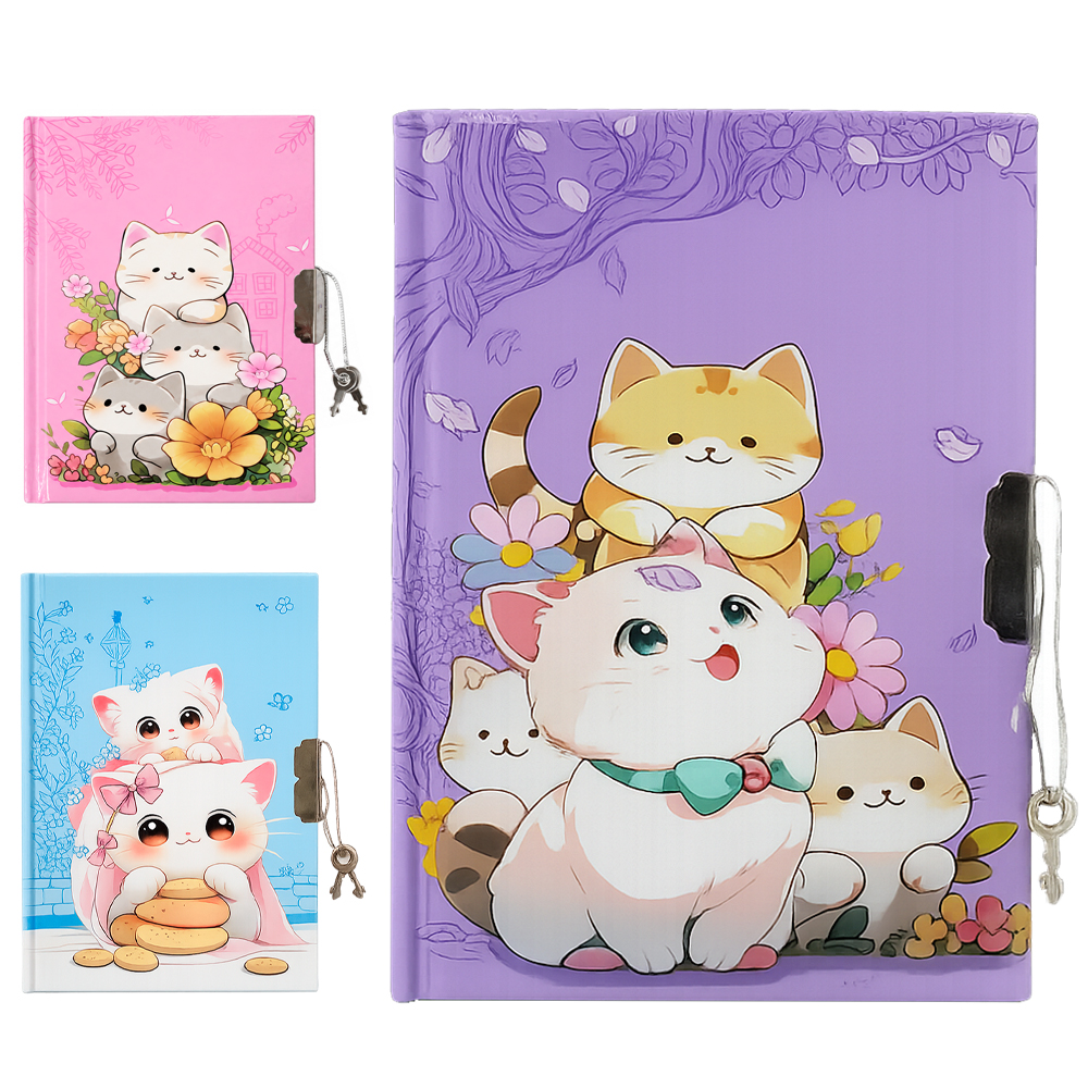 DIARIO CADERNO GATO COM 2 CHAVES 50 FOLHAS 14,7X11CM
