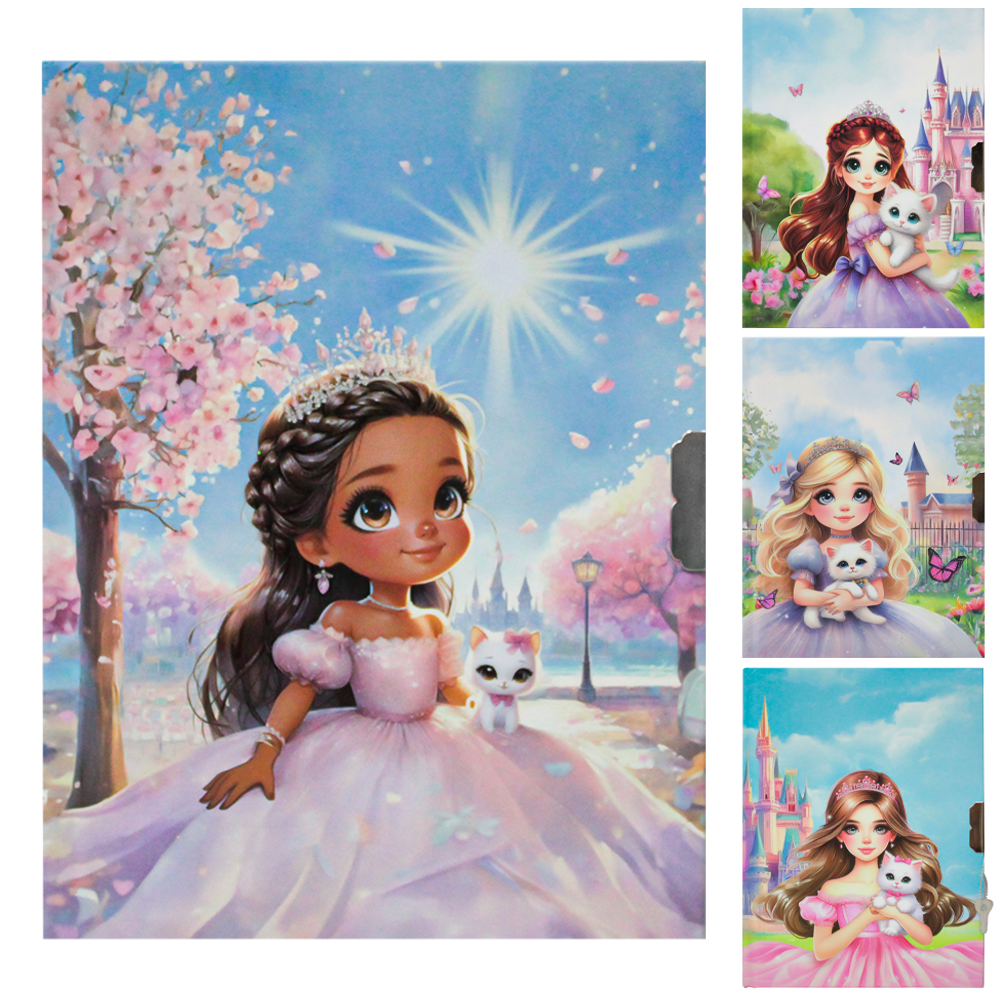 DIARIO PRINCESA COM CADEADO 56 FOLHAS 18X13,5CM 
