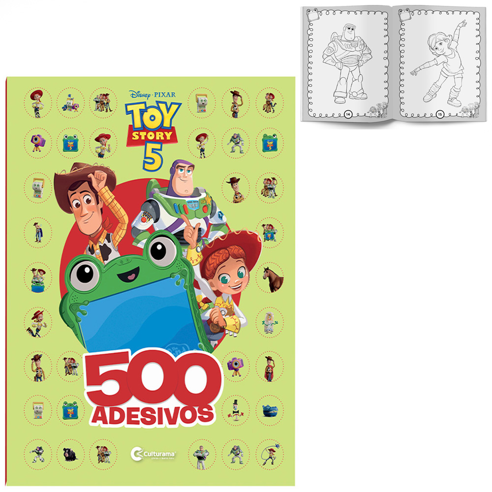 LIVRO 500 ADESIVOS E PARA COLORIR TOY STORY 36 PAGINAS 28X21,5CM