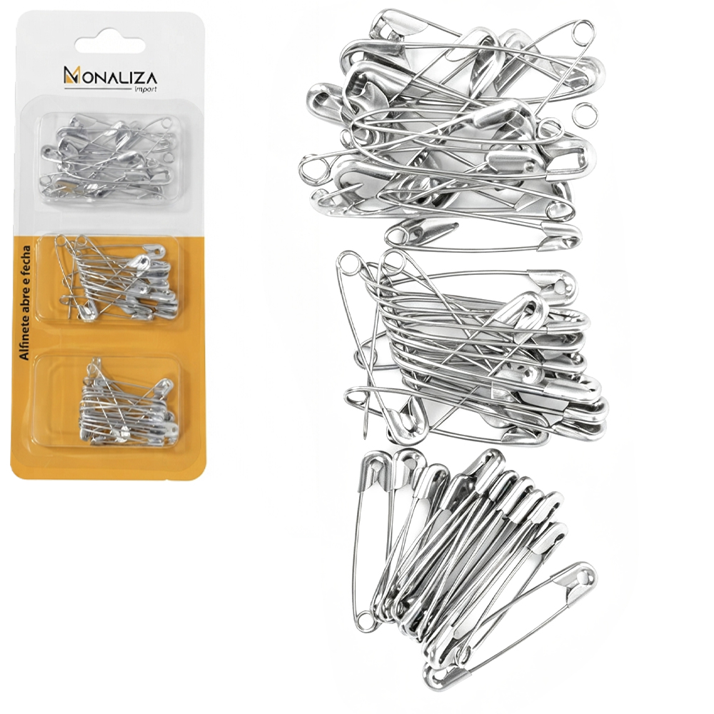 ALFINETE DE SEGURANCA DE METAL COM 45 PECAS 