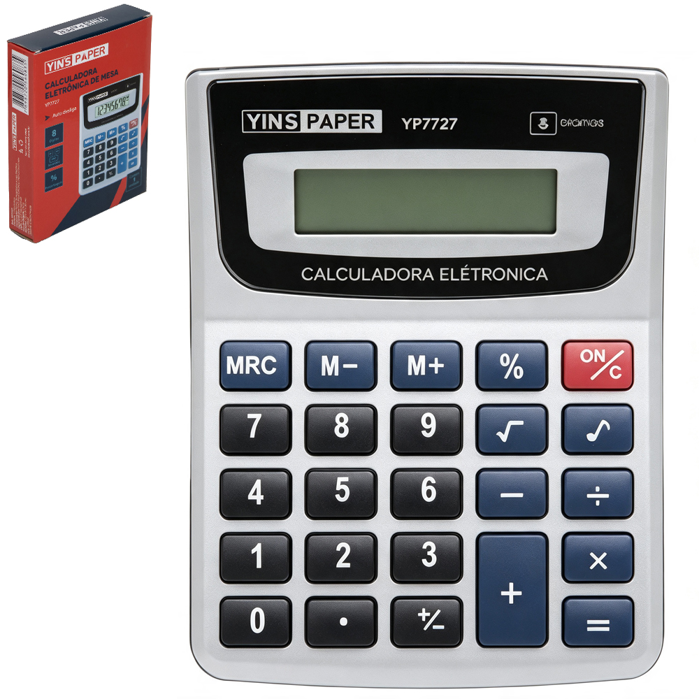 CALCULADORA ELETRONICA DE MESA 8 DIGITOS COM SOM YINS PAPER A BATERIA 12,5X9,5CM
