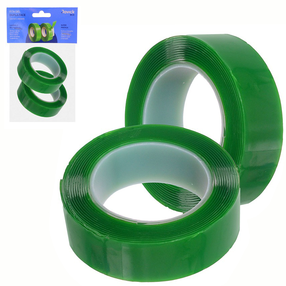 FITA ADESIVA DUPLA FACE DE GEL TRANSPARENTE PROFISSIONAL 18MMX2M