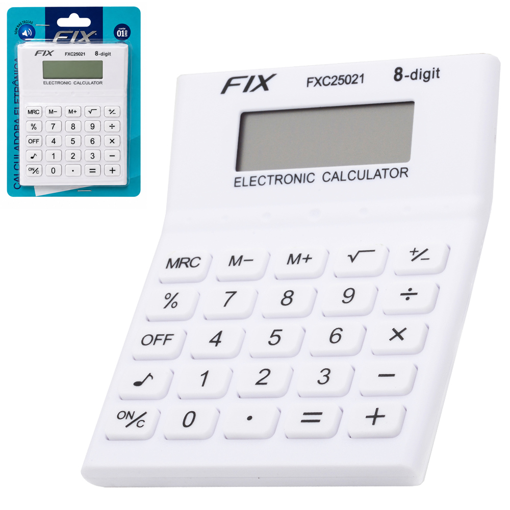 CALCULADORA ELETRONICA 8 DIGITOS COM SOM A PILHA 10X13CM