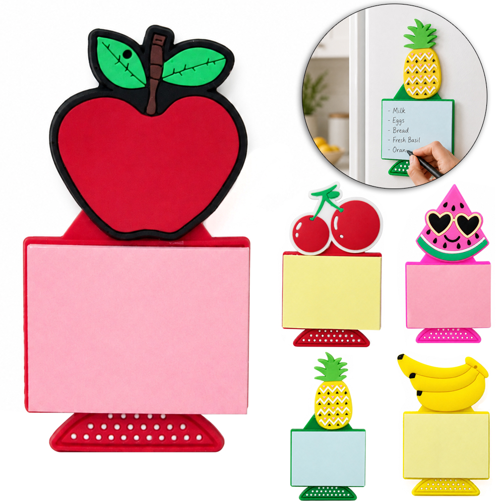 BLOCO DE ANOTACAO STICKER ADESIVO E MAGNETICO RETANGULAR FRUTAS COM 40 FOLHAS 5X3,8CM