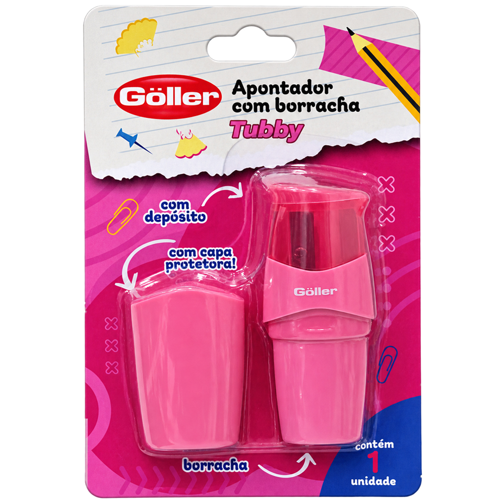 APONTADOR COM DEPOSITO E BORRACHA COM CAPA PROTETORA TUBBY 