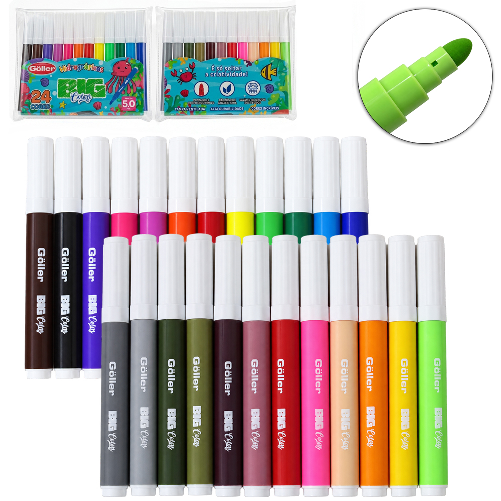 CANETA HIDROGRAFICA / HIDROCOR BIG COLORS 5.0 MM COM 24 PECAS 