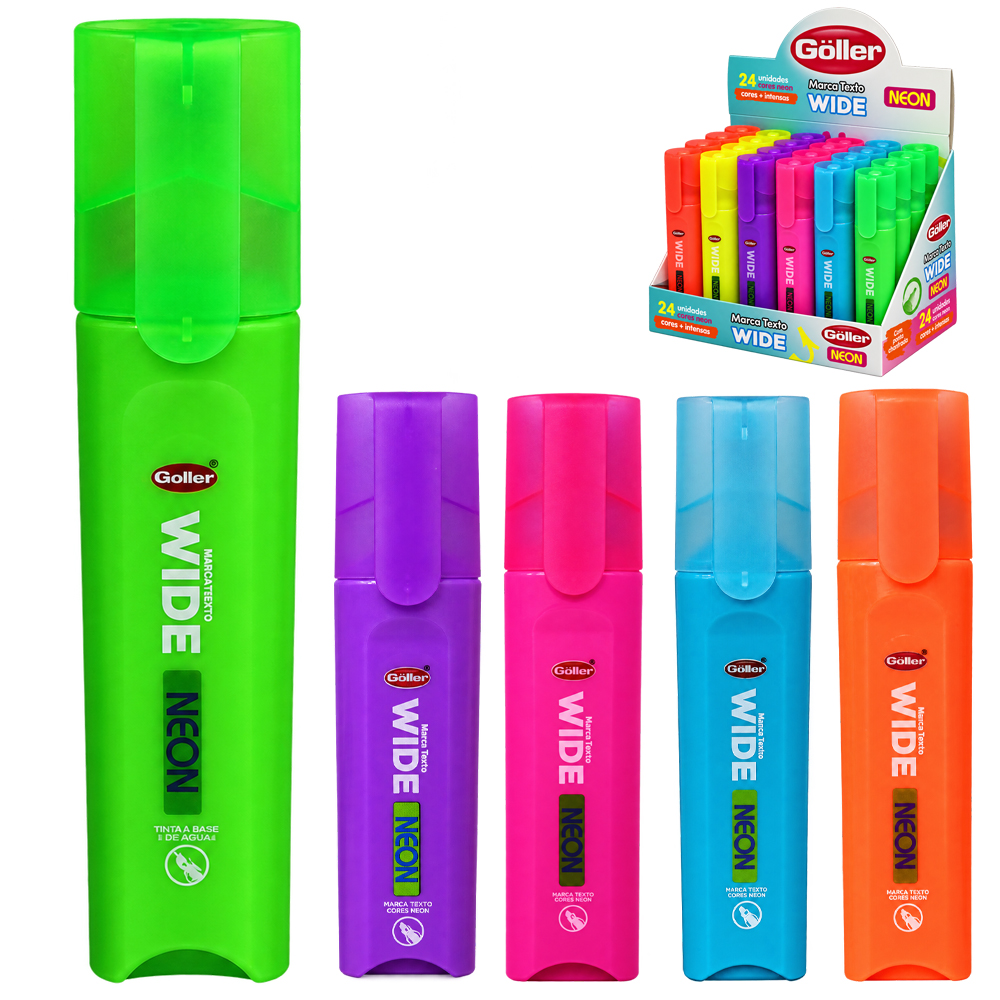 CANETA MARCA TEXTO WIDE NEON COM 24 PECAS DP PLAY 