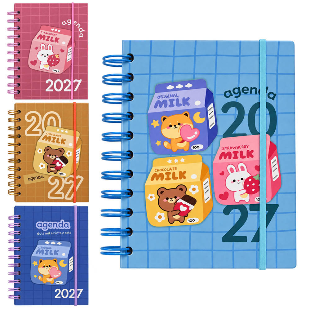 AGENDA 2027 CAPA DURA ESPIRAL KAWAI COLOUR 168 FOLHAS 15,2X11CM 
