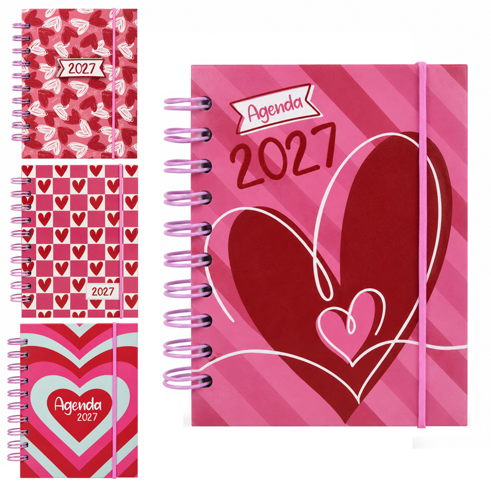 AGENDA 2027 CAPA DURA ESPIRAL POP HEART 168 FOLHAS 15,2X11CM 