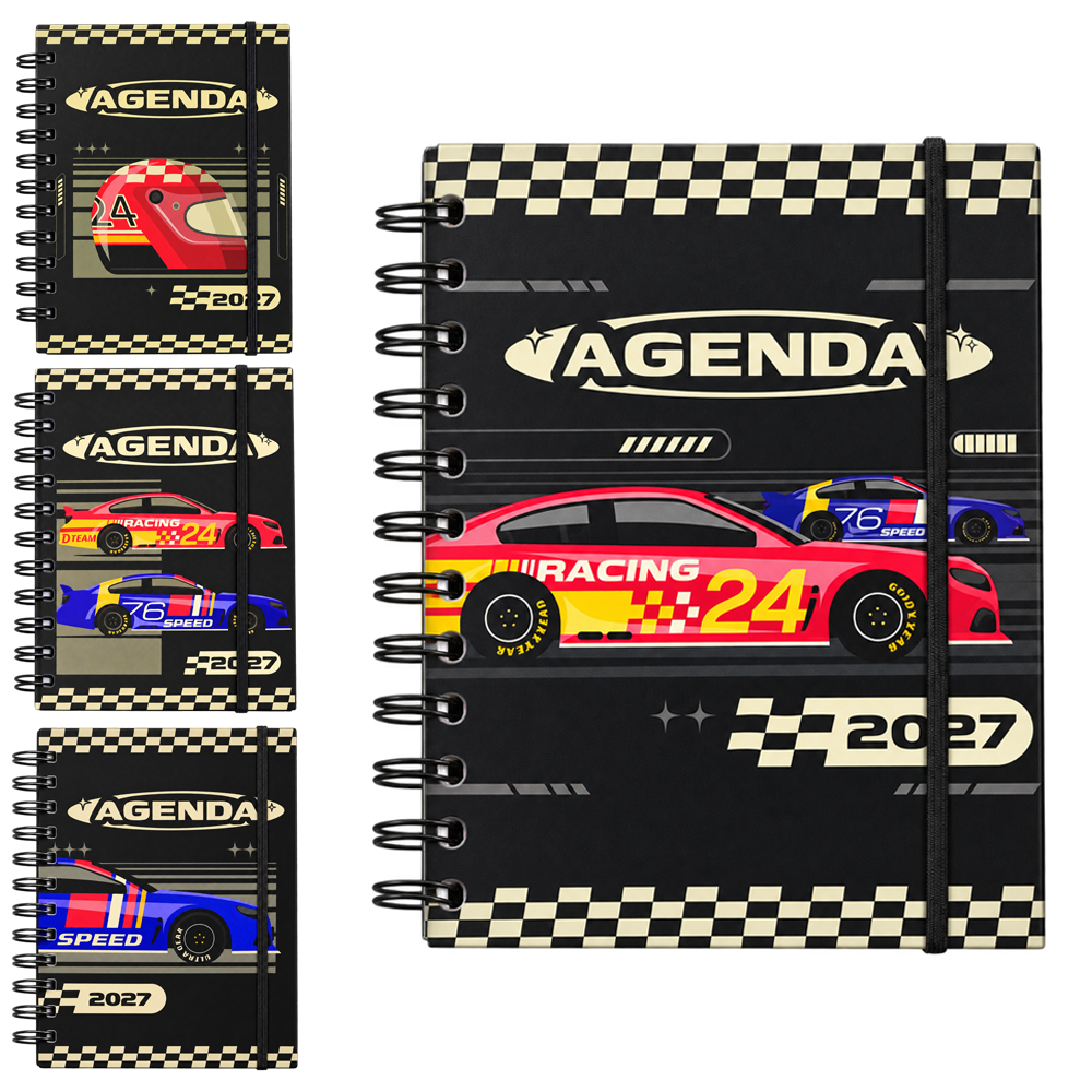 AGENDA 2027 CAPA DURA ESPIRAL RACE CAR 168 FOLHAS 15,2X11CM 