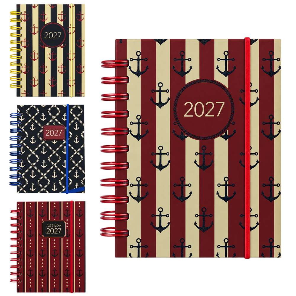 AGENDA 2027 CAPA DURA ESPIRAL NAVY MINIMAL 168 FOLHAS 15,2X11CM 