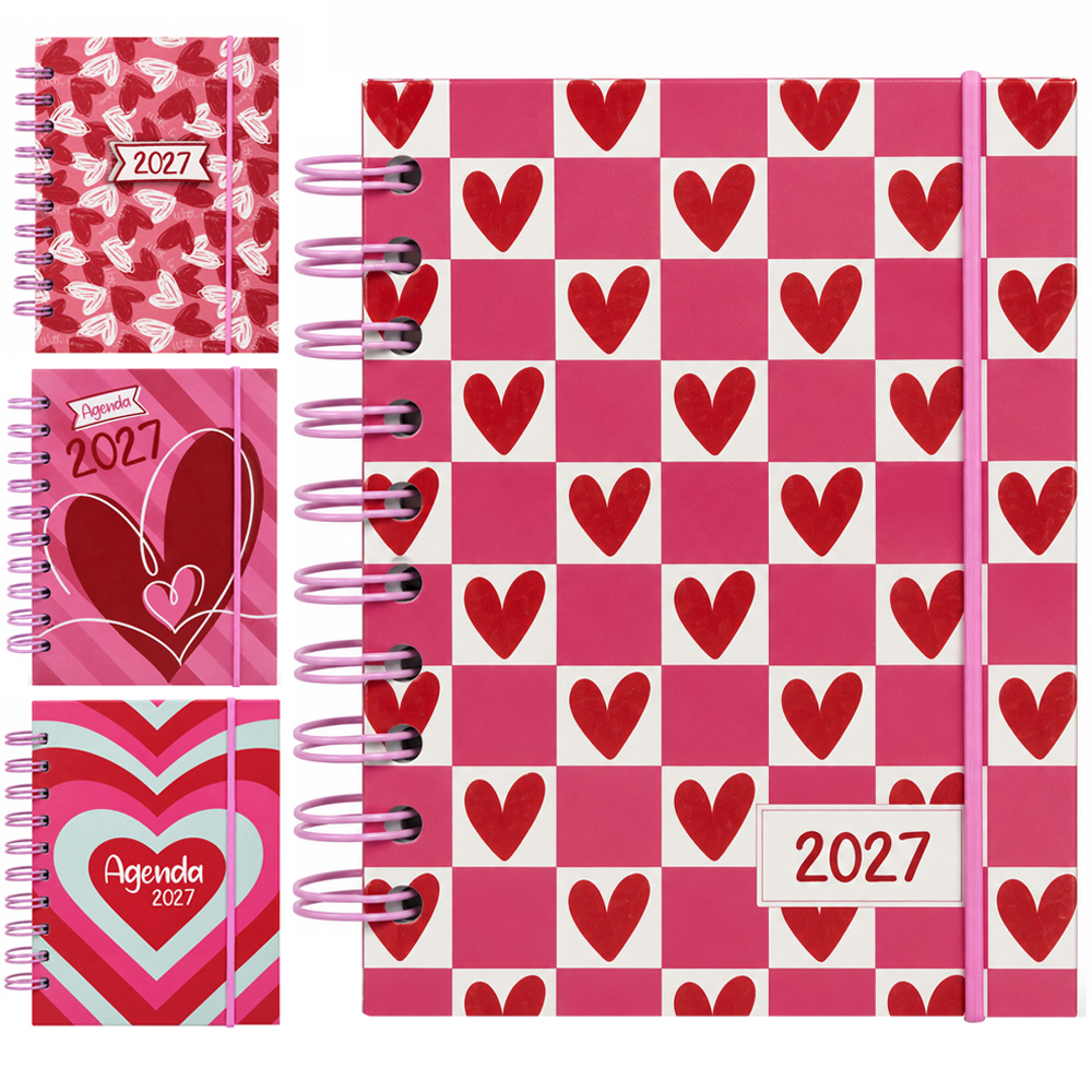 AGENDA 2027 CAPA DURA ESPIRAL POP HEART 168 FOLHAS 18,7X13,7CM