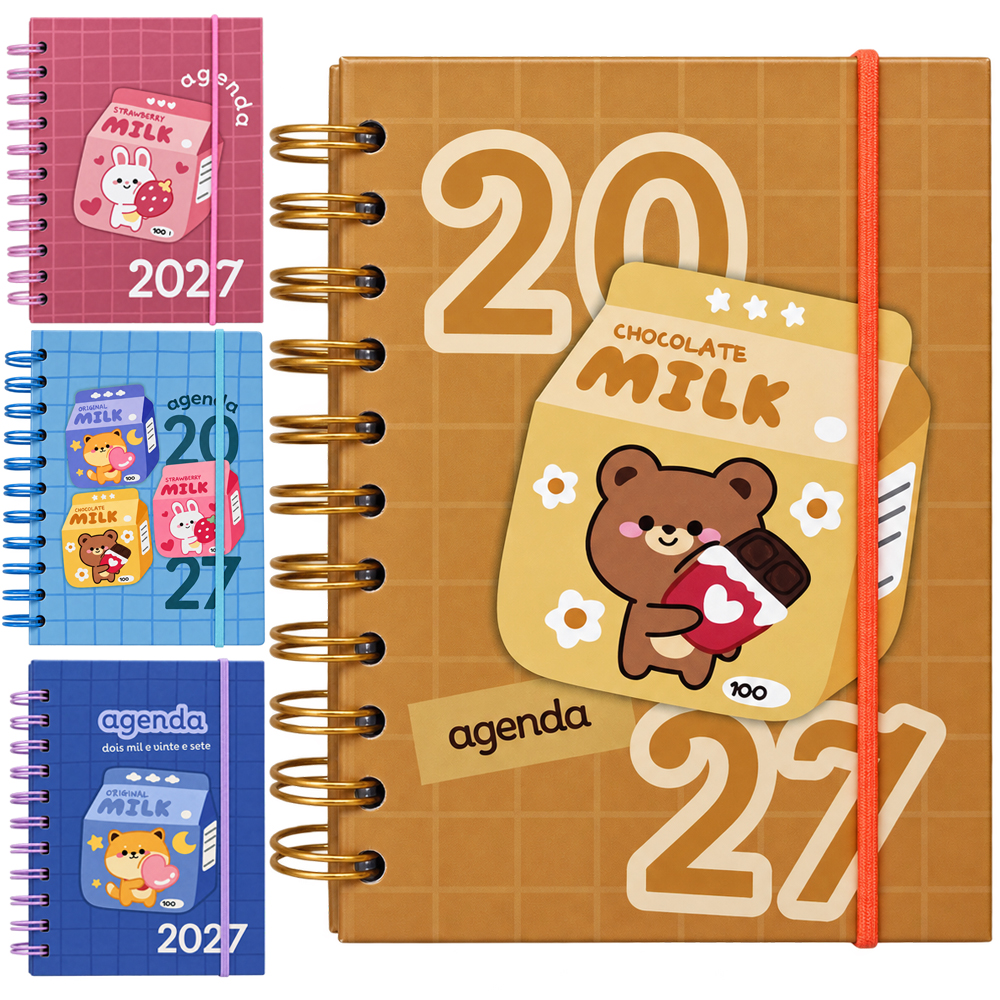 AGENDA 2027 CAPA DURA ESPIRAL KAWAI COLOUR 168 FOLHAS 18,7X13,7CM 