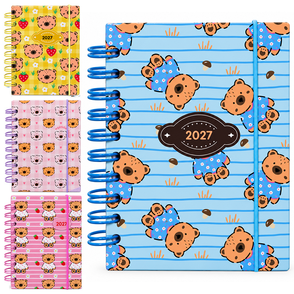 AGENDA 2027 CAPA DURA ESPIRAL URSINHOS 168 FOLHAS 18,7X13,7CM 