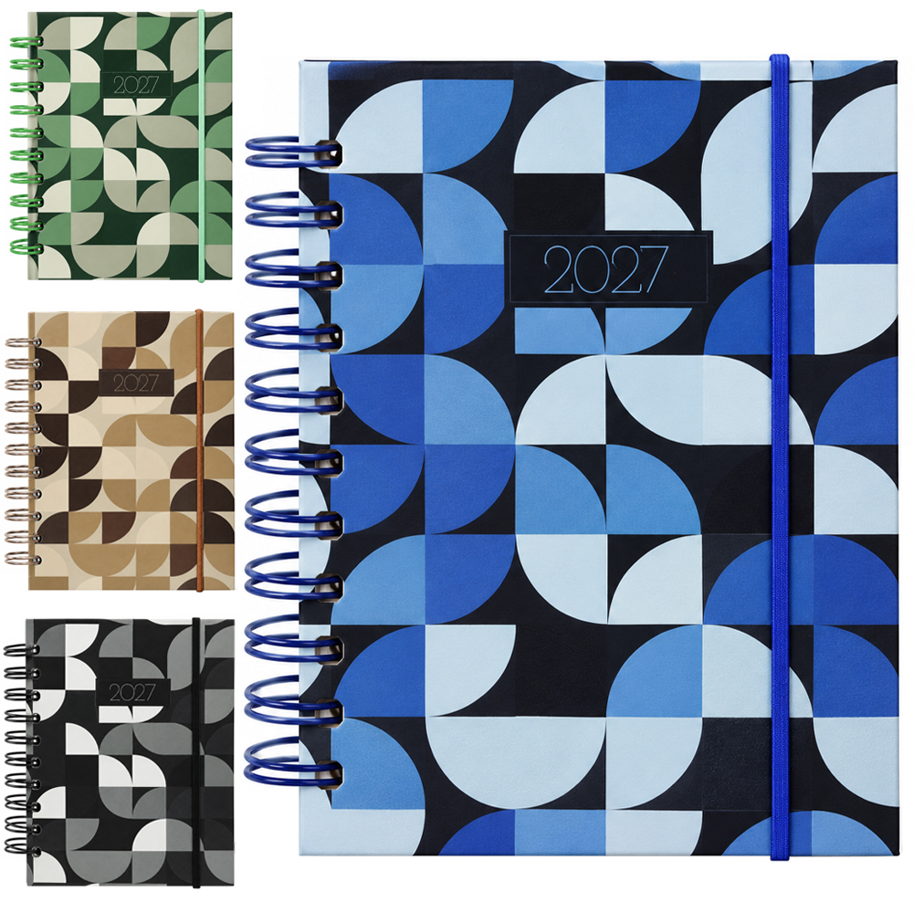AGENDA 2027 CAPA DURA ESPIRAL GEOMETRICA 168 FOLHAS 18,7X13,7CM