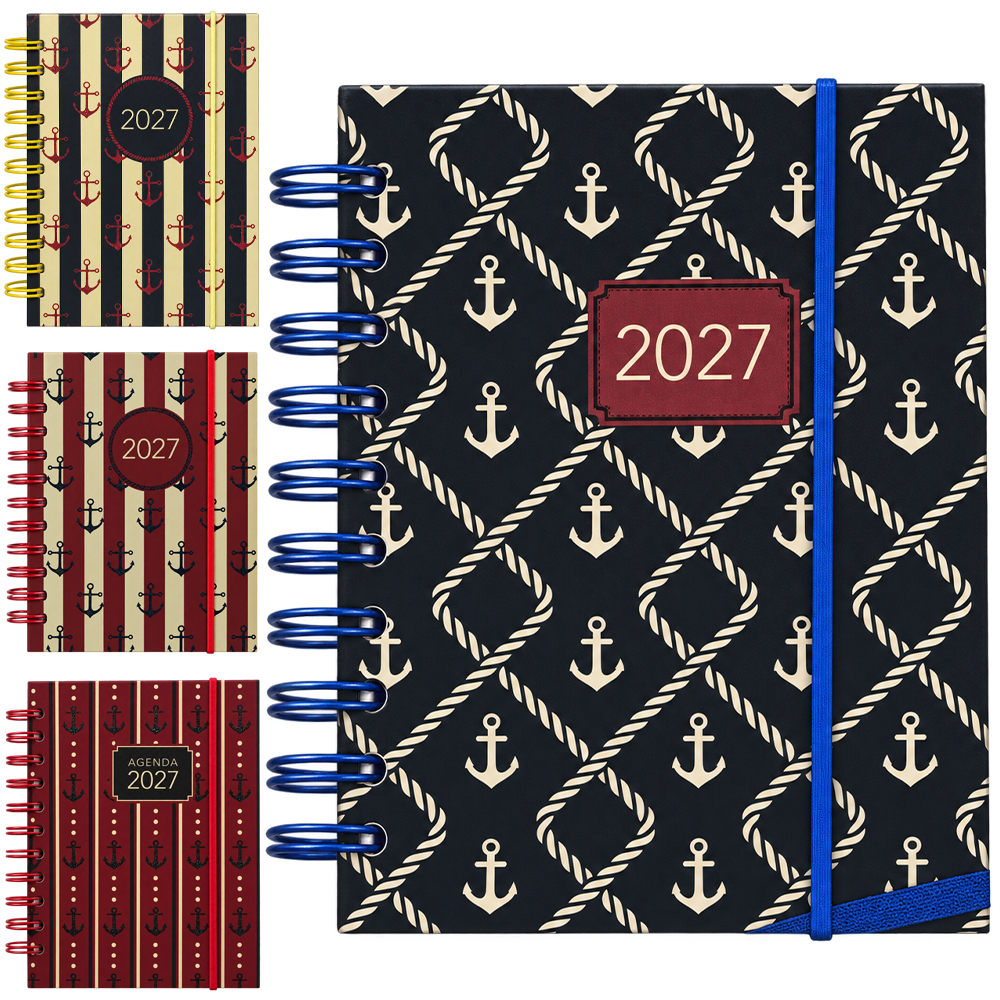 AGENDA 2027 CAPA DURA ESPIRAL NAVY MINIMAL 168 FOLHAS 18,7X13,7CM 