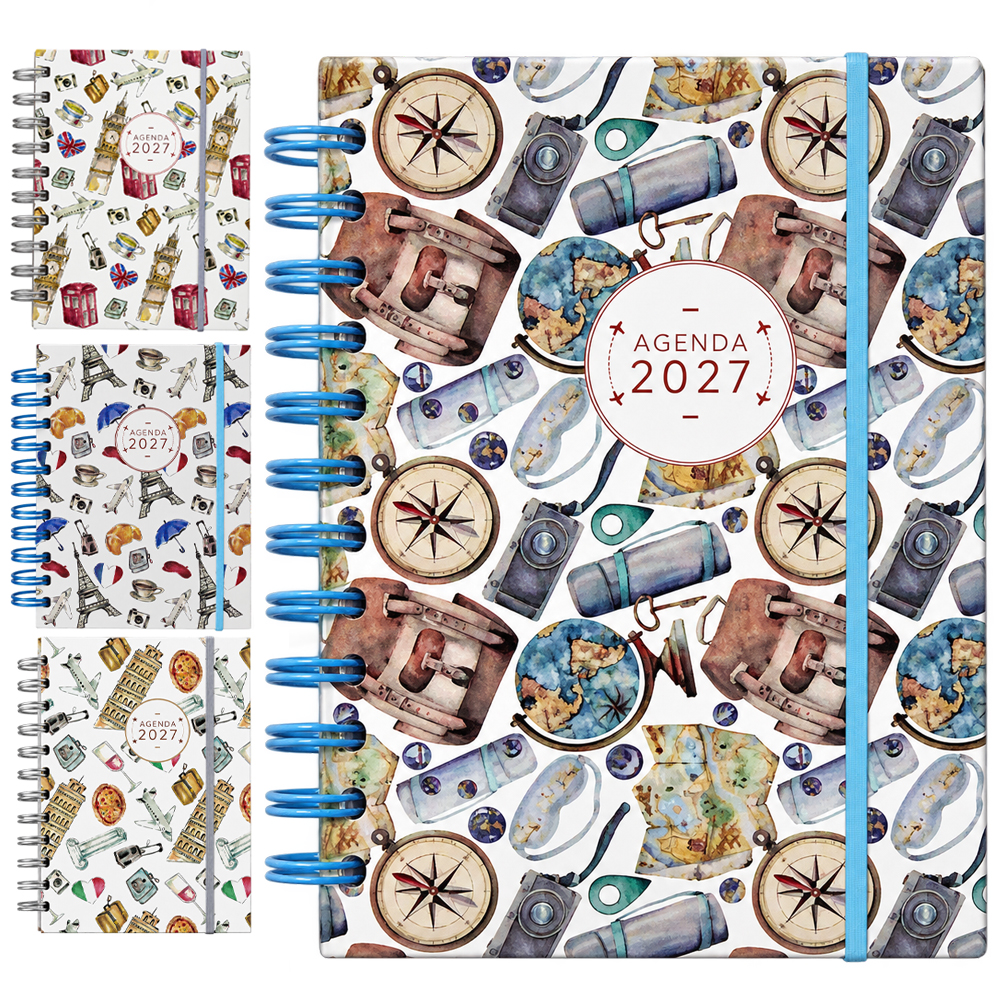AGENDA 2027 CAPA DURA ESPIRAL TRAVEL 168 FOLHAS 18,7X13,7CM 