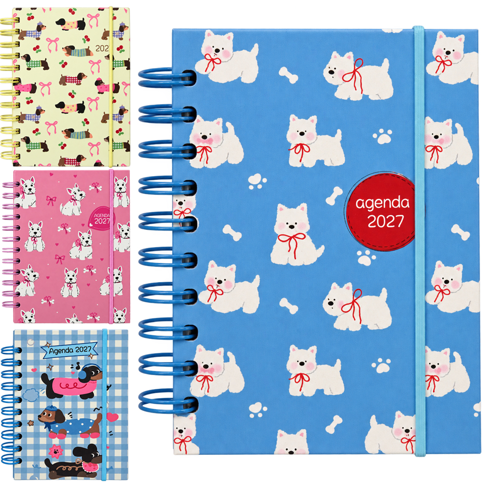 AGENDA 2027 CAPA DURA ESPIRAL CUT DOGS 168 FOLHAS 18,7X13,7CM 