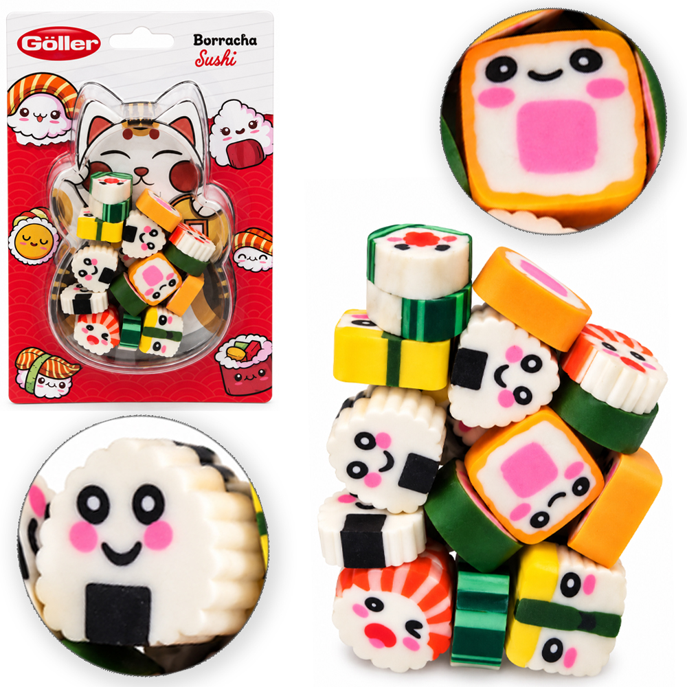 BORRACHA ESCOLAR SUSHI COM 20 PECAS