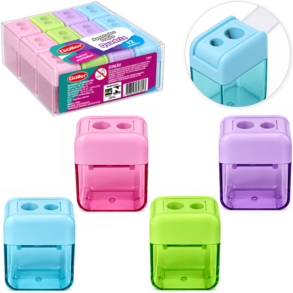 APONTADOR DUPLO QUADRIX COM DEPOSITO 12 PECAS 
